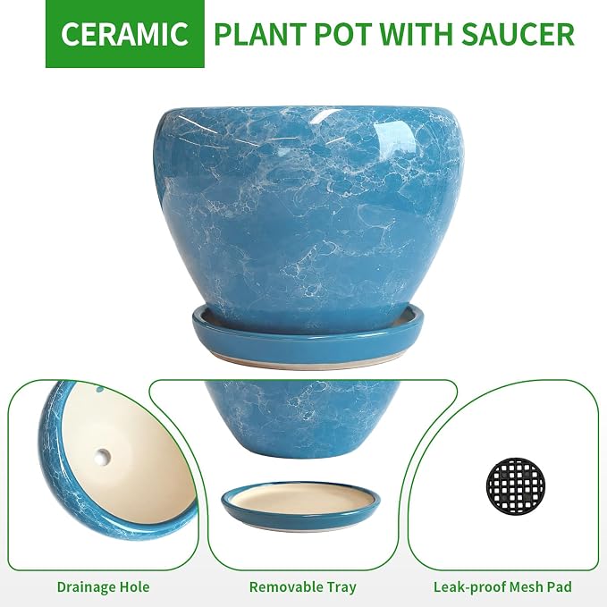 Deep Dream 8 Inch Plant Pots- Ceramic Pots - Image 6