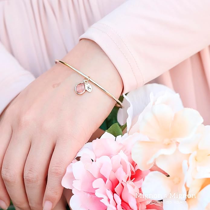 MignonandMignon Birthstone Bracelet for Women Mom Family Tree Gifts Mother Grandma Citrine Jewelry Opal - BSOBR-L-D