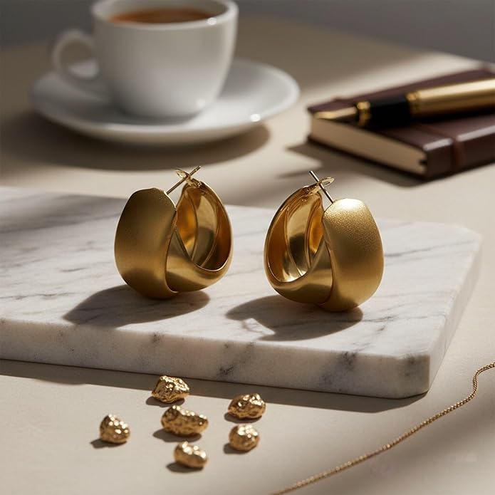 Brass Geometric Oval Earrings For Women Polished Smooth Surface Ethnic Wedding Party Outfit Gold Minimalist Earrings Indian Bollywood Fashion Jewelry Women's Style