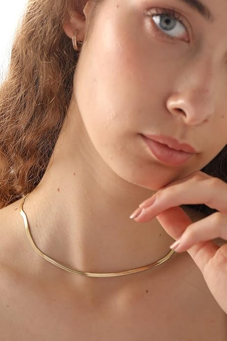 Natural Freshwater Baroque Pearl Necklace 14K Gold Plated Dainty Choker Necklace for Women Girls Snake Chain/Cuban Link/Paperclip/Ball Beaded Chain/Tennis Chain Fashion Jewelry for Gift