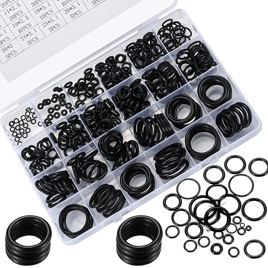 360 Pcs O Ring Assortment Kit, Rubber Washer Orings, Automotive, Air Gas by MUZHUPGUZ