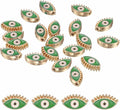 MECCANIXITY 20 Pcs Eye Shaped Evil Eye Beads Colorful Flat Loose Spacer Evil Eye Charms for DIY Bracelet Earrings Necklace Crafts Jewelry Making, Green