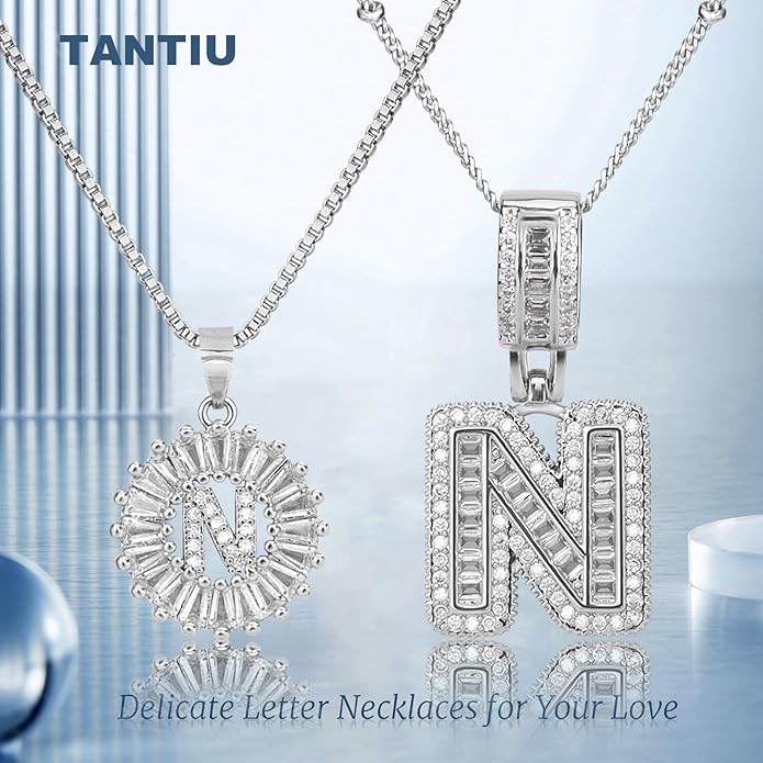 14K Gold Plated Alphabet Necklace Cubic Zirconia Letter Pendant, Personalized Name Jewelry Gift for Women, Customizable A-Z, Birthday/Mothers Day Gifts for Womens