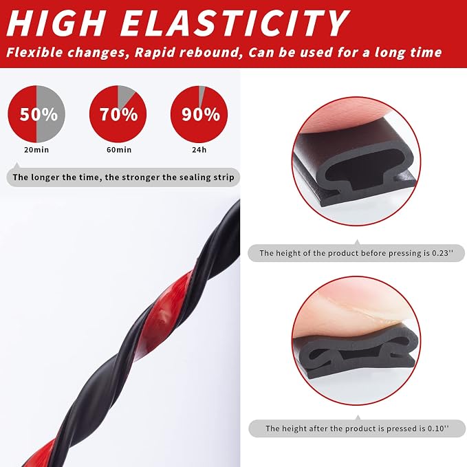 50 Feet D-Shape Rubber Weather Stripping Door Seal Strip, Fingwerk - Image 5