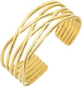 Multi-layer Cuff Bracelet for Women Cross Wire Bracelets Open Wide Cuff Gold Bangle Bracelet