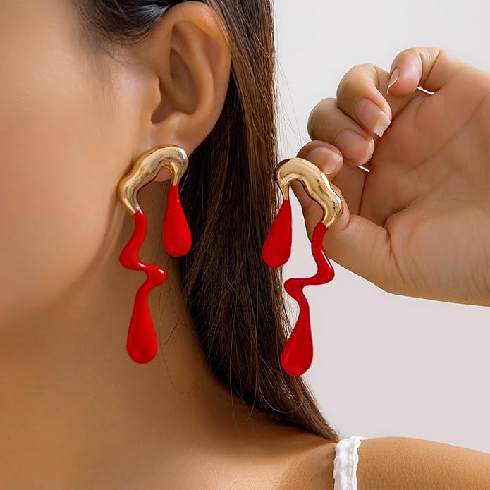 Teardrop Earrings Gold Palated Earrings Large Irregular Geometric Studs Big Lightweight Waterdrop Earrings Jewelry for Women
