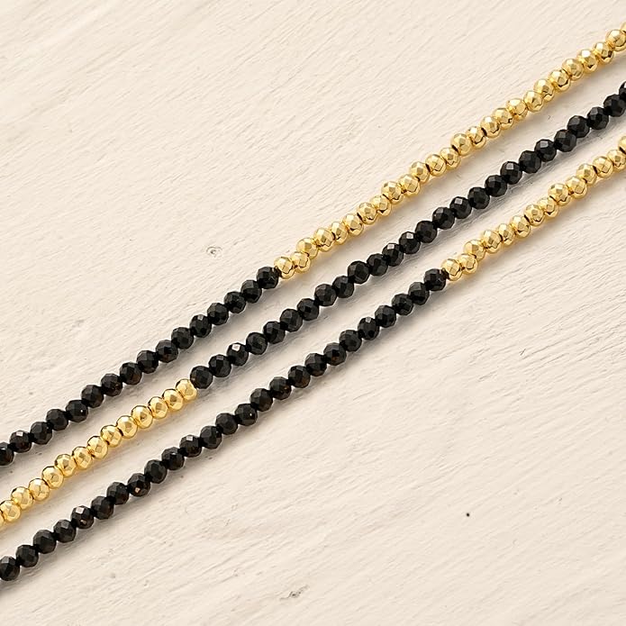 MYEARS Women Beaded Bracelet Gold Double Layer Gemstone 14K Simple Dainty Handmade Chain Everyday Boho Beach Jewelry