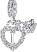 Letter Charms for Charms Bracelet: Silver Heart Alphabet Initial Dangle Charms Bead for Bracelets and Necklaces, Birthday Mother's Day Christmas Jewelry Gifts For Women