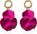 Anmpab Statement Matte Rose Flower Petal Stud Earrings for Women Dangly Floral Petal Earrings Jewelry Accessories Romantic Gifts for Her Women