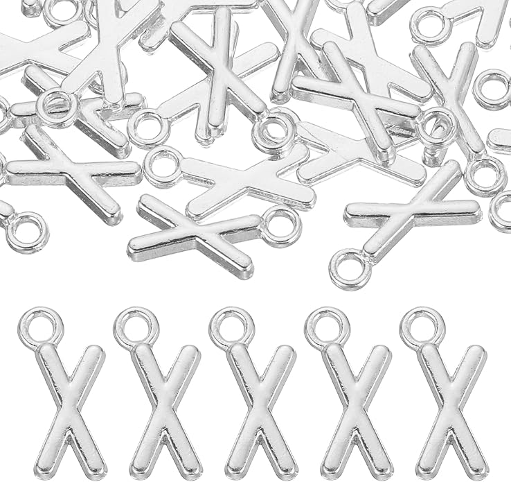uxcell Letter Charm, Alloy Letter Initial Alphabet Charm for DIY Crafts Jewelry Making Bracelet Earrings Necklace