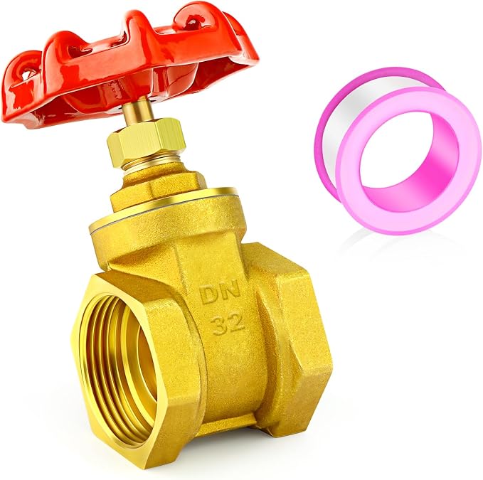 GASHER 1PCS 1-1/4 Inch Brass industrial Gate Valve, Heavy-duty Rotary Sluice by GASHER