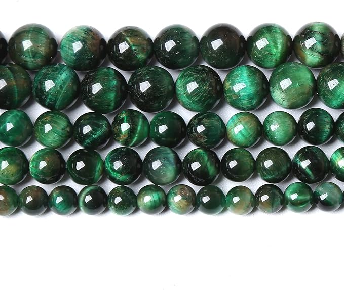 Natural Green Tiger Eye Stone Beads Round Loose Beads Energy Gemstone Healing Power for Jewelry Making 1 Strand 8mm 46pcs 15"