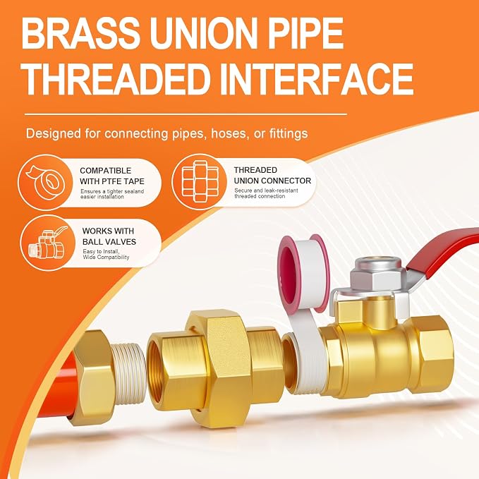 GASHER 5PCS 3/8" FNPT Brass Union Pipe Fitting | 3/8 Inch Female x 3/8 Inch - Image 5