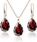 Linawe Crystal Jewelry Sets for Women, Imitation Diamond Pendant Necklace, Rhinestone Drop Dangle Earrings, Birthstone Cubic Zirconia Matching Wedding Jewelry, 14K Gold/Rose Gold/Silver Tones
