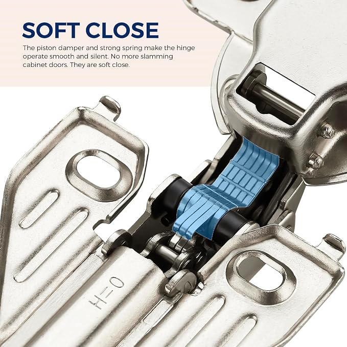 Ravinte Full Overlay Cabinet Door Hinges, 105 Degree, 4 Packs 2 Pair | Satin - Image 3