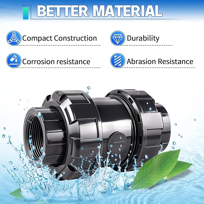 2 inch NPT PVC Check Valve, SCH80 Full Port Water Pump Ball Check Valve | Heavy - Image 2