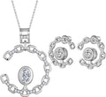 Elegant C-Shaped Crystal Necklaces/Stud Earrings Set with Birthstone Jewelry Set Silver Plated Fashion Jewelry for Women CS0003
