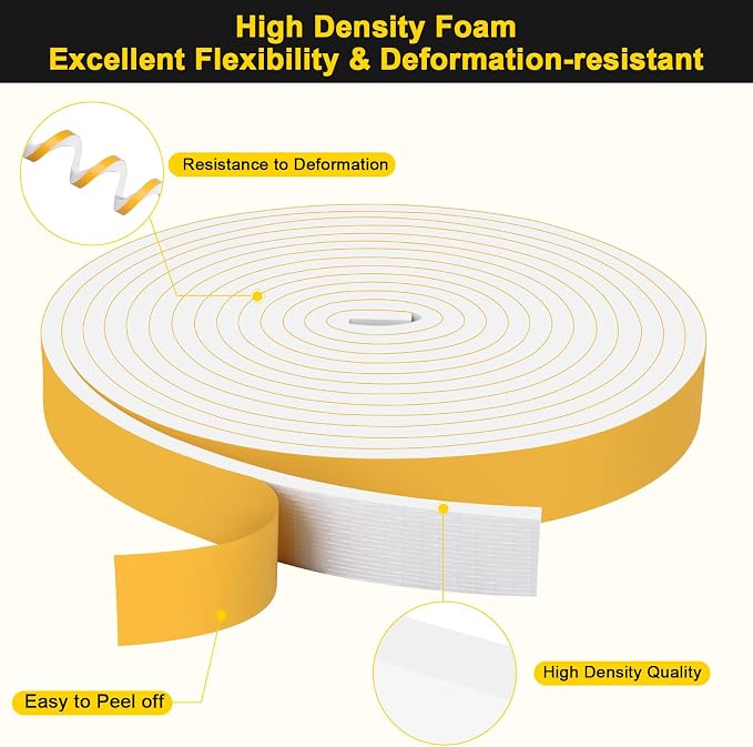 Foam Insulation Tape for Garage Door & AC, Strong Adhesive, 1x1/4in | Blocks - Image 2