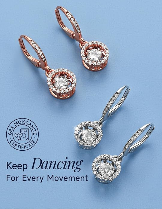MomentWish Dangle Earrings for Women-925 Sterling Silver Moissanite Earring, Women's Gift for Valentine Birthday, D Color VVS1 Dancing Moissanite Hoops
