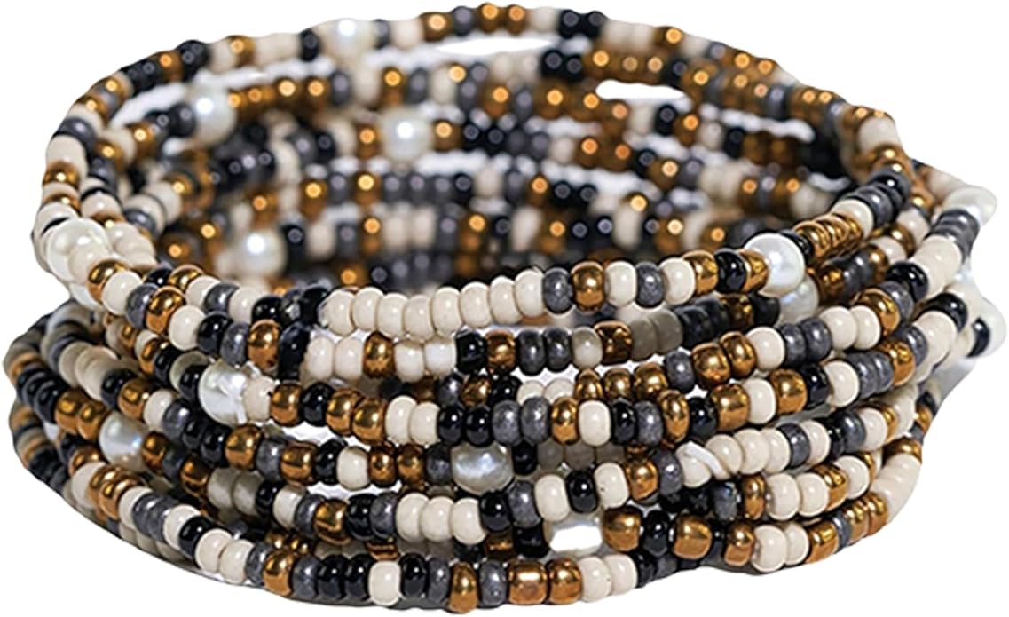 INK + ALLOY 10-Strand Stacking Beaded Bracelets for Women – Mixed Patterns Bracelet Stack - Adjustable Stretch Fit - Handmade Boho Bracelets for Women - Perfect for Any Occasion