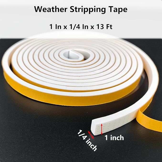 Topiverse Weather Stripping, Door Seal Strip, 1 in x 1/4 in x 13 Ft, CR Foam - Image 2
