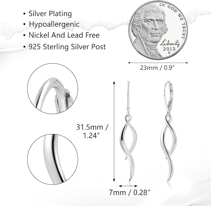 ALEXCRAFT 925 Sterling Silver Dangle Earrings, Hypoallergenic 14k Gold Plated Long Double Linear Twisted Tassel Dangling Drop Earrings for Women Trendy Statement Elegant Lightweight Leverback Earring