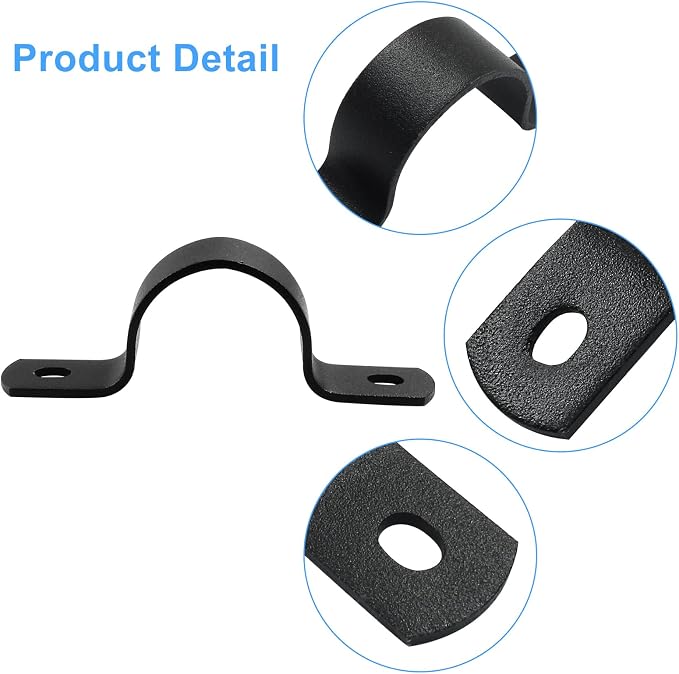 12Pcs Two Holes Pipe Strap 1.38" U Bracket Clamps | Heavy Duty, Rigid Strap Clip - Image 4