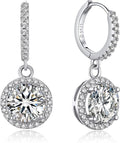 MomentWish Dangle Earrings for Women-925 Sterling Silver Moissanite Earring, Women's Gift for Valentine Birthday, D Color VVS1 Dancing Moissanite Hoops