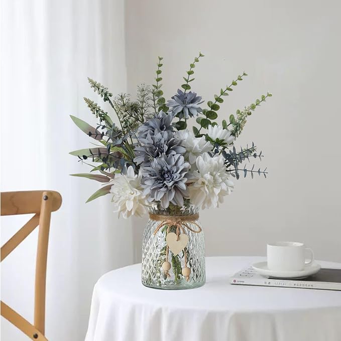 Fake Flowers with Vase, Silk Dahlia Flowers, Artificial Flowers in Vase - Image 6