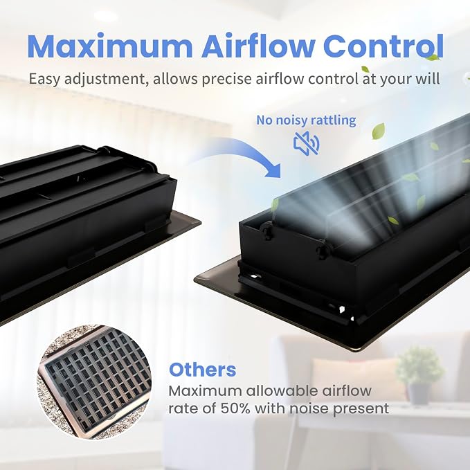 Howeall 4x10 Inches 2 Pack Heavy Duty Walkable Floor Register Easy Adjust Air - Image 4