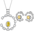 Elegant C-Shaped Crystal Necklaces/Stud Earrings Set with Birthstone Jewelry Set Silver Plated Fashion Jewelry for Women CS0003