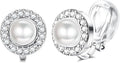 Thunaraz Elegant Clip on Earrings for Women Crystal Wedding Earrings Clip on Rhinestone Dance Competition Stage Opera Performance Earrings Formal Earrings for Brides Bridesmaids Non Pierced Jewelry