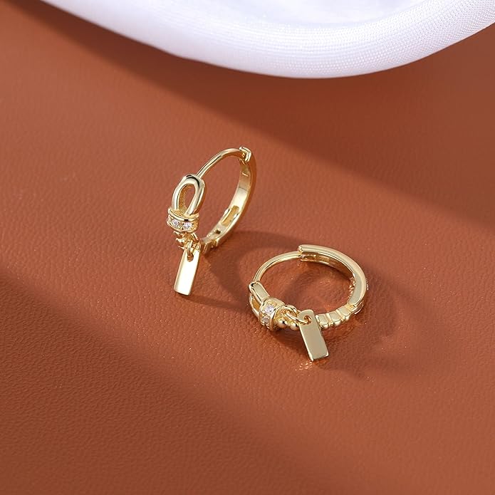 Reffeer Solid 925 Sterling Silver Minimalist Hoop Earrings for Women Teen Girls CZ Hoop Earrings Cartilage Helix Hoop Earrings Huggie