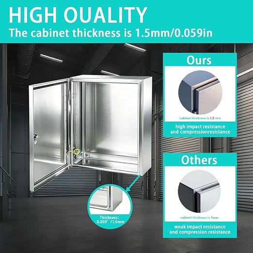 Yongchen Electrical Enclosure 20x16x8 Inch 304 Stainless Steel Enclosure IP66 - Image 2