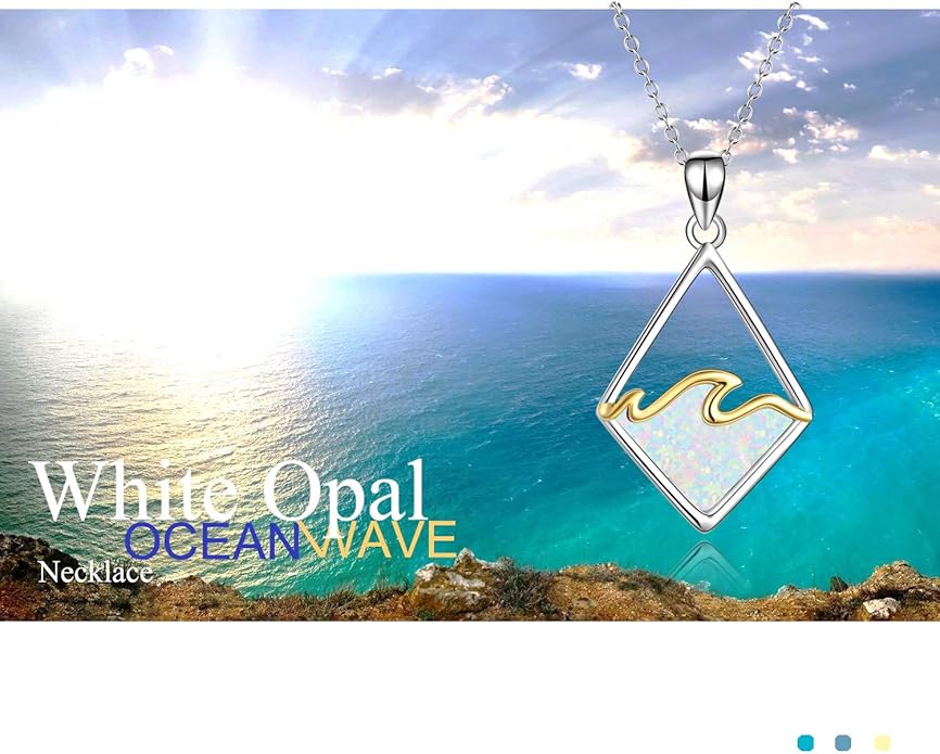 YAFEINI Sterling Silver Ocean Wave Necklace Abalone Shell Wave Pendant Ocean Jewelry Beach Gifts for Women (Abalone shell)