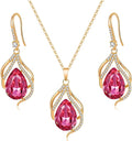 EVEVIC Austrian Crystals Teardrop Hollow Twisted Pendant Necklace Earrings for Women 14K Gold Plated Halo Drop Dangle Earrings Hypoallergenic Jewelry Set