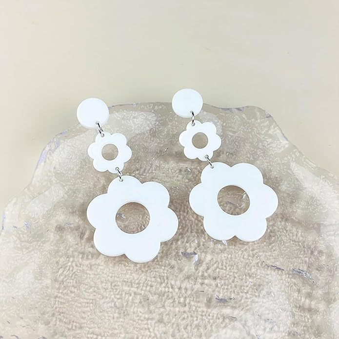 70s Earrings Retro White Acrylic Hoop Earrings 70s Accessories for Women 70s Jewelry Disco Outfits for Women