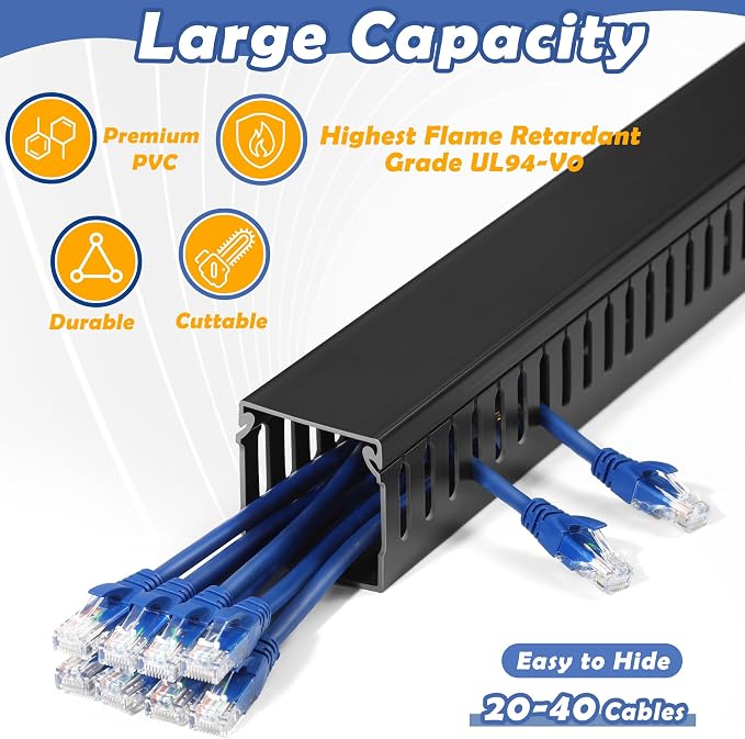 ZhiYo 2" H x 2" W Cable Raceway, Under Desk Wire Management Channel Black | - Image 3