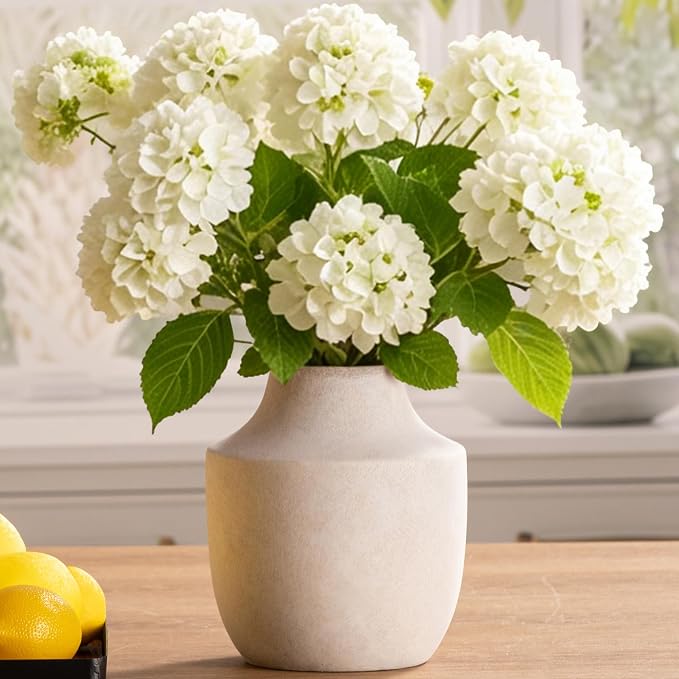 Mitt&Ditt Ceramic Flower Vase, 7.5 inch Off-White Farmhouse Rustic Vase by MittDitt
