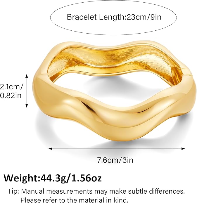 Chunky Gold Bangles Bracelet for Women Trendy Statement Bracelet Dainty Charm Gold Valentine's Day Gift Jewelry for Her