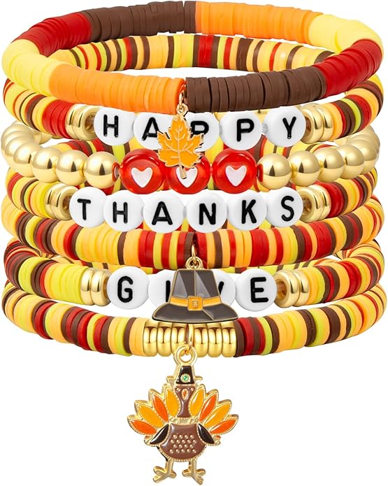 Friendship Beaded Bracelets for Women, Stackable Colorful Surfer Boho Clay Bead Stretch Bracelets