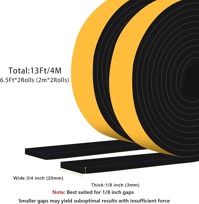 Thick Foam Tape, Blocks Drafts & Noise, Seals Doors & Large Gaps | Reduces - Image 6