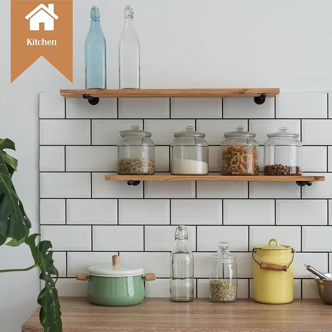Pipe Shelf Bracket Set of 10 Floating Shelving Bracket 12 Inch | Heavy Duty - Image 7