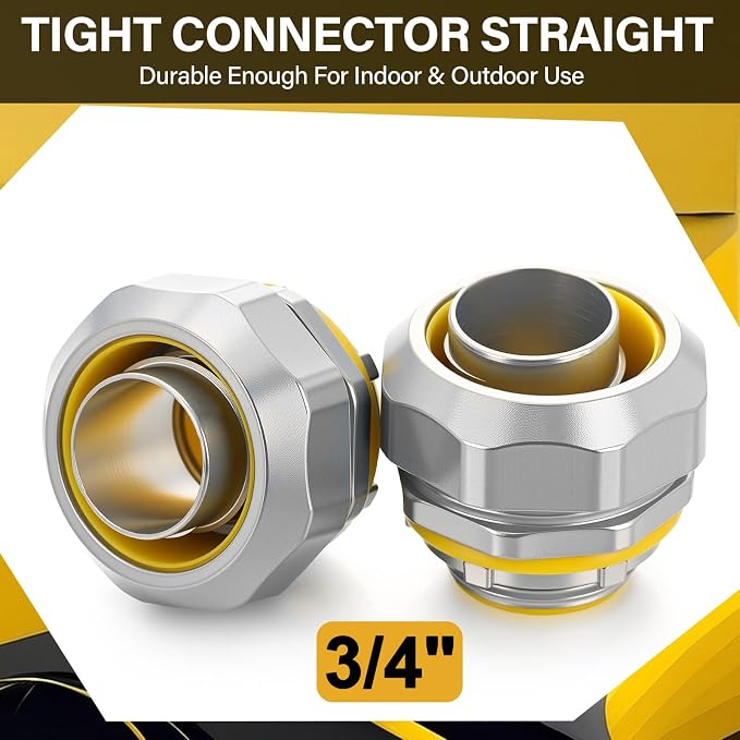 Gisafai 10 Pcs Liquid Tight Connector Straight Insulated Zinc Die Cast Metal - Image 5