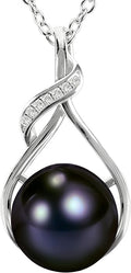 AAA+ 9mm Natural Black pearl necklace for women - Real pearl necklaces for women (18k gold platted 925 sterling Silver)- Wedding anniversary's gift for wife - Luxury birthday gifts for woman - Birthday gift for wife