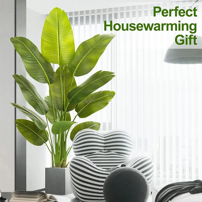 Lifelike Bird of Paradise Artificial Plant, 5ft Faux Banana Leaf Tree - Image 6