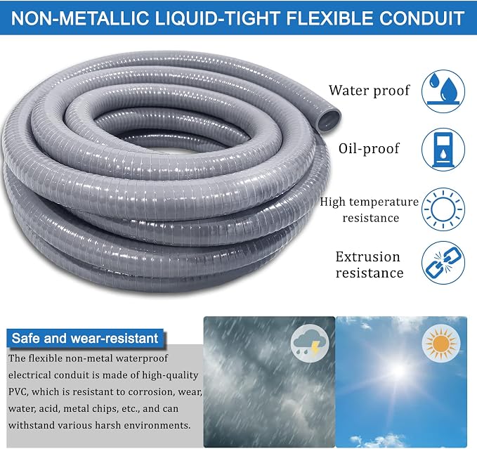 Liquid-Tight Conduit 50 ft 8 Pieces Connector Kit, Electrical Conduit 1/2 | - Image 3