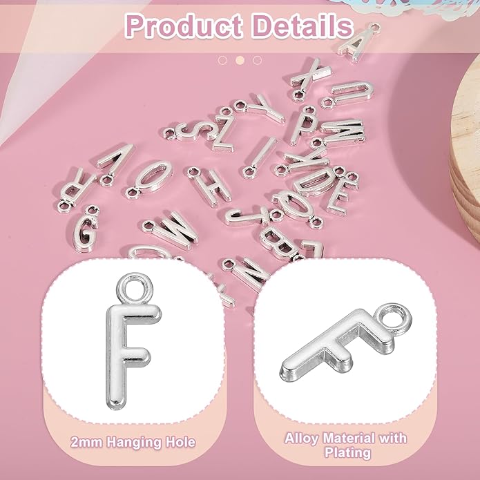 uxcell Letter Charm, Alloy Letter Initial Alphabet Charm for DIY Crafts Jewelry Making Bracelet Earrings Necklace