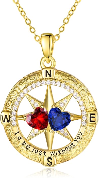 Valentine's Day Gifts for Wife 925 Sterling Silver Double Birthstone Pendant Necklaces I Love You for Always and Forever Necklace Anniversary Birthday Gifts for Wife Girlfriend Mom Her