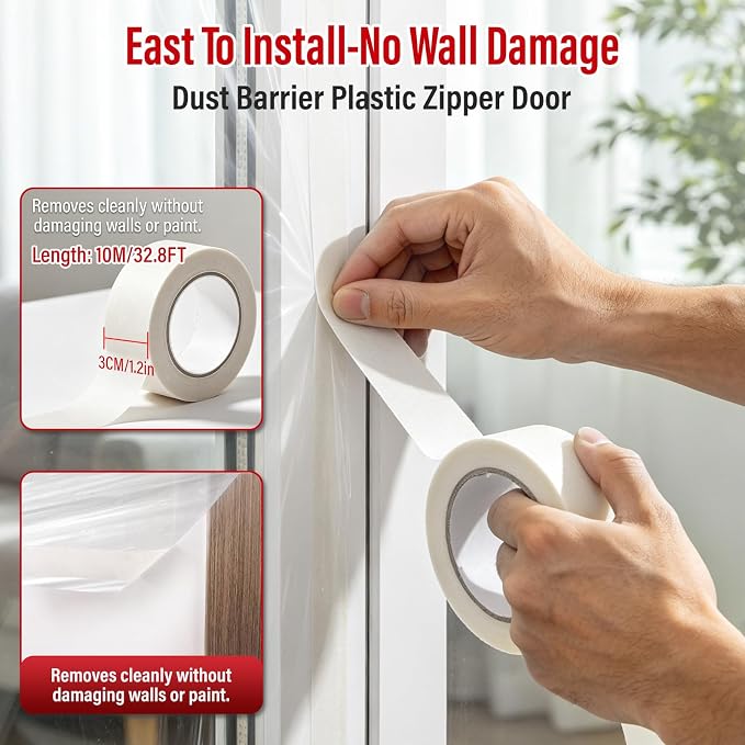 2-Pack Dust Barrier Plastic Zipper Door, 4 FTx7.2 FT Dust Barrier Cover - Image 6